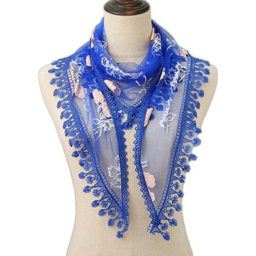 2020 Women Fashion Triangle Scarf Plain Lace Floral Summer Soft Thin Shawl Chiffon Silk Wrap Pashmina Stole Foulard Hijab Sjaal