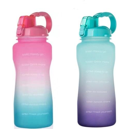 Portable Outdoor Bottle, Lightweight Frosted Gradient Color Sippy Cup with Soft Handle for Travel, Hiking, 2000ML