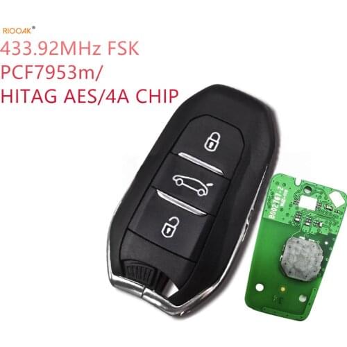 RIOOAK 3 Buttons 433.92MHz PCF7953M / HITAG AES / 4A Chip Complete Keyless Card Car Key Replacement For CIT ROEN C4 Picasso Lock