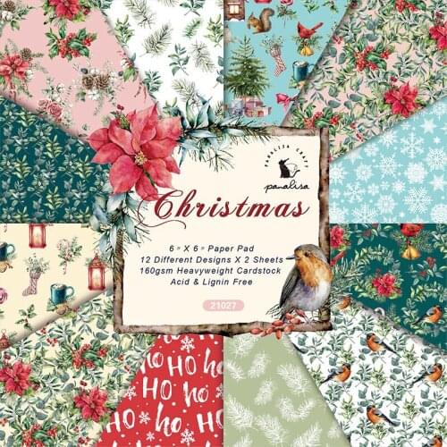 Christmas Scrapbooking paper pack of 24 sheets handmade craft paper craft Background pad 828