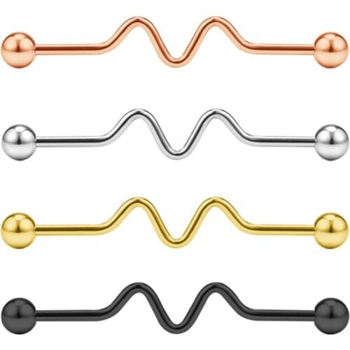 14G 38mm 1 1/2 inch Industrial Earrings for Women Men Stainless Steel Industrial Barbell Piercing W Shape Earring Piercing