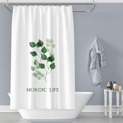 Shower Curtain Cartoon Plant Modern Bathroom Bathtub Waterproof Shower Curtain Large Wide Shower Cover Free 12 Hooks