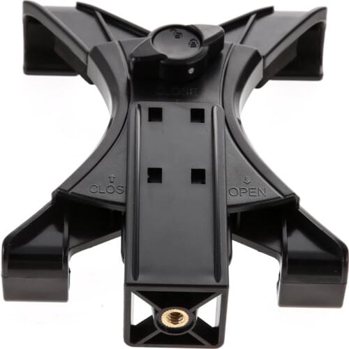 Universal Tablet Tripod Support Plastic Mount Clip Clamp Holder Bracket 1/4 inch Thread Adapter For 7-10.1 iPad Black