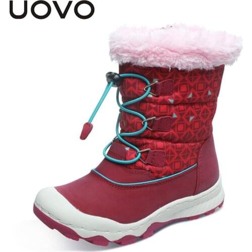 Uovo Fashion Winter Middle Tube Boots For Kids 2020 Girl Plush Warm Snow Boots ChildrenS Sports Shoe 5 6 7 8 9 10 11 12 13 Year