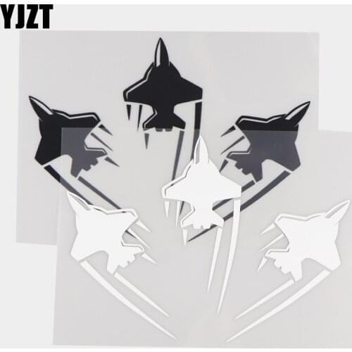 YJZT 12.7×16.3CM Cool Car Sticker Aviation Military Jet Fighter Creative Vinyl Decal Decorative Modeling Black / Silver 20C-0465