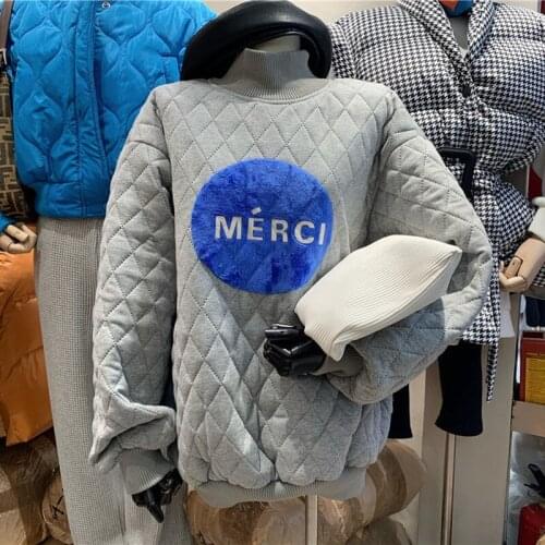 Women 's Cotton Coat Loose Western Style Autumn and Winter Korean Style Vintage Rhombus Internet Celebrity Super Hot Sweater