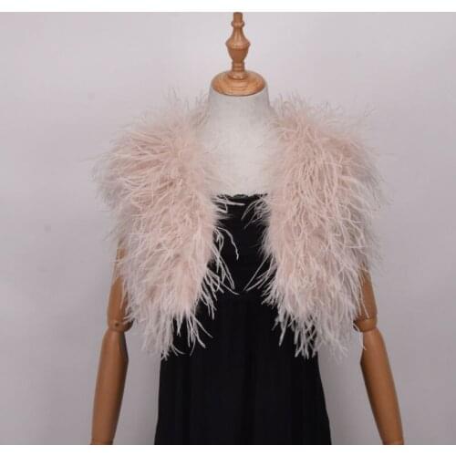 100% Blush Pink Ostrich Feather BRIDAL Fur For Lady Women Evening Gown Wedding dress Bridesmaid Fur Wrap Shawls