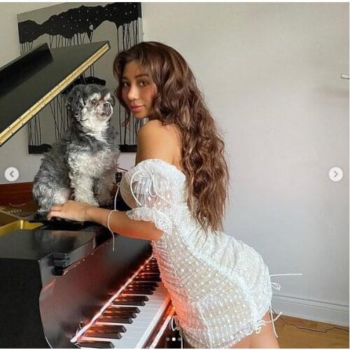 Women Spring Lace Dress Summer Short Sleeve Stitching Casual Backless Dress Tight High Waist Low Collar Dress