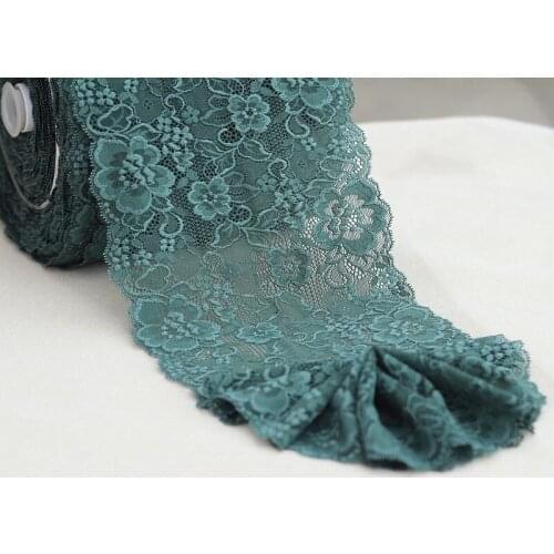 2yards Width 18cm Green Elastic Stretch Lace Trim Soft Floral Decoration Crafts Sewing Lace Fabric For Dress Making