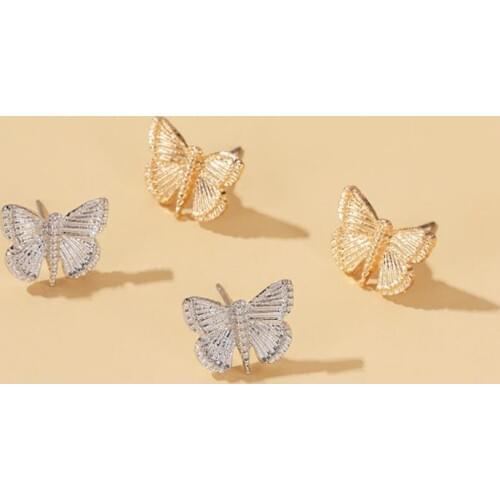 2020 Fashion Elegant Butterfly Earrings Simple Cute Korean Female Lady Small Stud Earrings Vintage Women Earrings