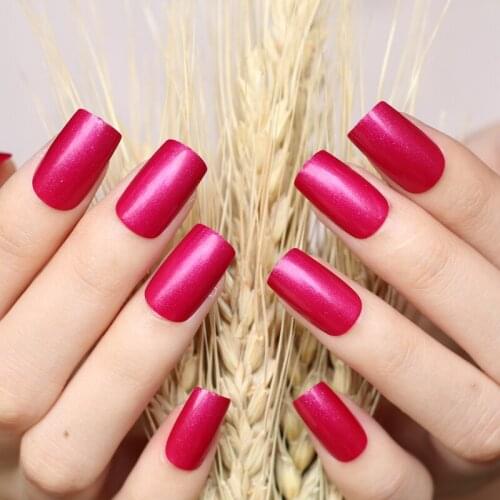 2020 24pcs hot fashion long square candy fake nails sexy red M007