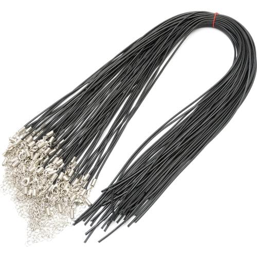 50PCS 1.5mm black high quality 45cm/50cm open braided rope necklace lobster buckle rope chain lobster buckle rope rope