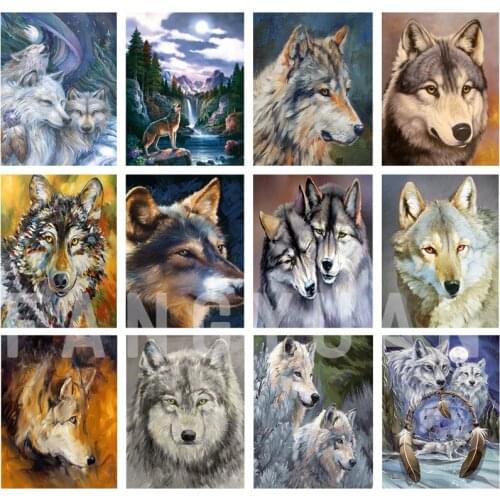 5D Diy Diamond Embroidery Full Square Round Drill Wolf Diamond Painting Animal Mosaic Handmade Home Decoratin Wal Art Pictures