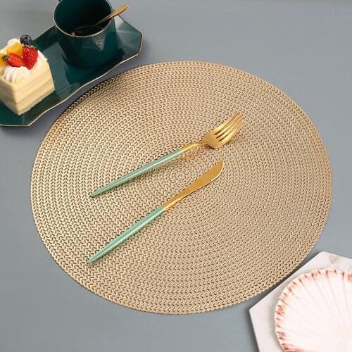 6/4pcs Leaf Placemats Restaurant Round PVC Hollow Meal Pads Anti-hot Dining Table Wheat Ears Mats Set Weave Pattern Tablemat