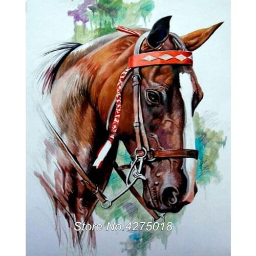 Full Square round Diamond 5D DIY Diamond Painting Horse head Embroidery Cross Stitch Rhinestone Mosaic Home Decor Animal YG944