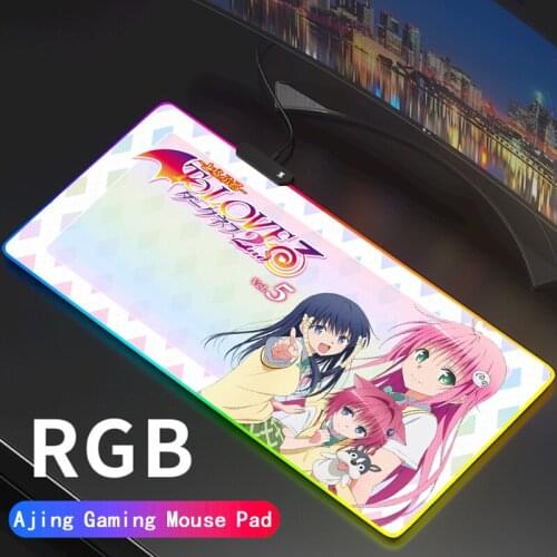 Anime To love Gaming RGB Large Locked Mouse Pad Computer Mousepad Led Backlight Surface Mause Keyboard Desk Mat Support DIY