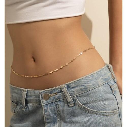 New Waist Chain For Women Alloy Cross Belly Chain Simple Sexy Body Chain Gift for Girlfriend