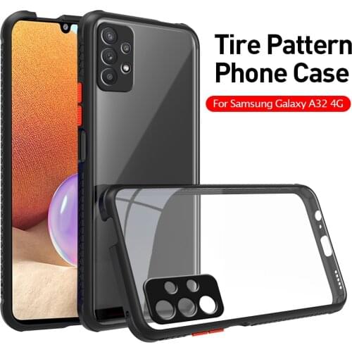 Soft Clear Tire Pattern Edge Phone Cover For Samsung Galaxy A32 4G A 32 5G Camera Protect Hard PC Protective Shockproof Case