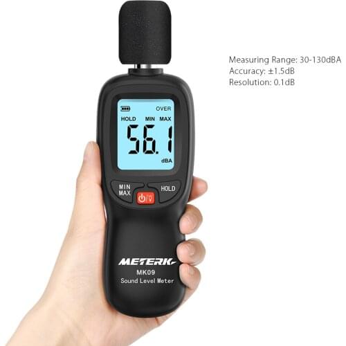Meterk 30-130dB(A) LCD Digital Sound Level Meter Noise Volume Measuring Instrument Decibel Monitoring Tester
