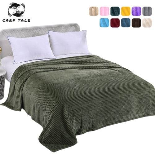 Flannel Soft Winter Blankets For beds Warm Solid Striped Throw Blanket Coral Fleece Adult Bed Cover Thicken Bedspread For Sofa
