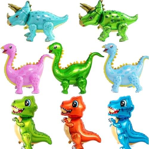 Large 4D Walking Dinosaur Foil Balloons Boy Animal Children Dinosaur Birthday Forest Party Decoration Supplies Globos
