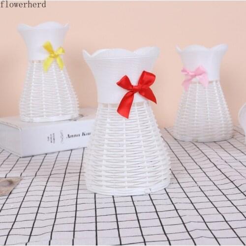 Imitation Hand Woven Fork Flower Basket Lace Flower Mouth Imitation Plastic Flower Basket Shelf Basket Garden Decor Plant Holder