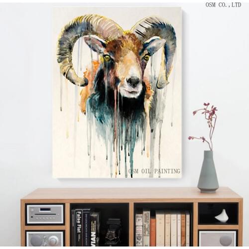 Artist New Design Abstract Animal Goat Oil Painting For Wall Decoration Abstract Goat Oil Painting For Friend Unique Gift