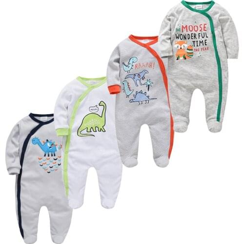 Long Sleeve Baby Boy Clothes 100% Cotton Cool Design 3/4 Pcs Summer Onesie Rompers Infant Girls 0-12 months Jumpsuit Pajamas