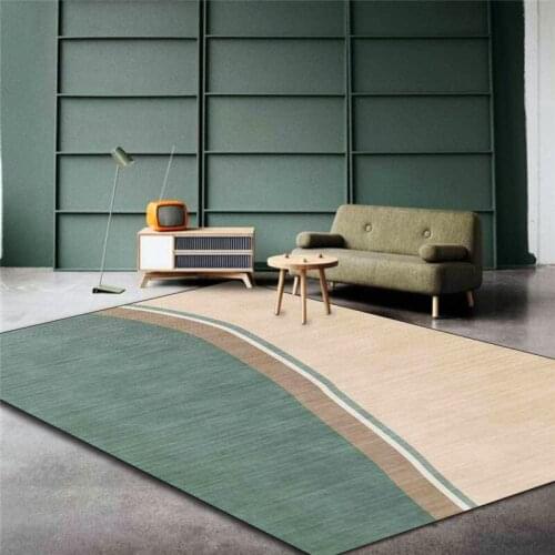 Simple Rug Geometric Lines Color-Blocking Blue-Green Carpet Living Room Bedroom Bed Blanket Kitchen Bathroom Floor Mat