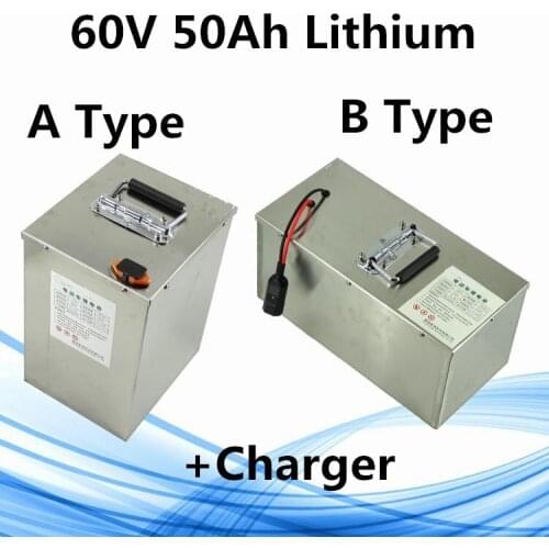 60V 50Ah li ion lithium battery pack with BMS for power street light energy storage RV motorcycles electric scooter +3A charger