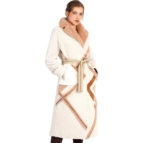 MODAQUEEN Store Women Mink And Lamb Fur Accesory Stripe Pattern Custom Design Coat 2014 - Free Shipping Luxury Clothing Pelage