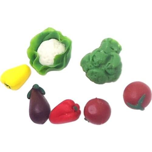 Miniatures Food Ornaments Resin Vegetable Model Toys Micro Landscape Decoration 1/12 Scale Food Collectibles 7 Pieces