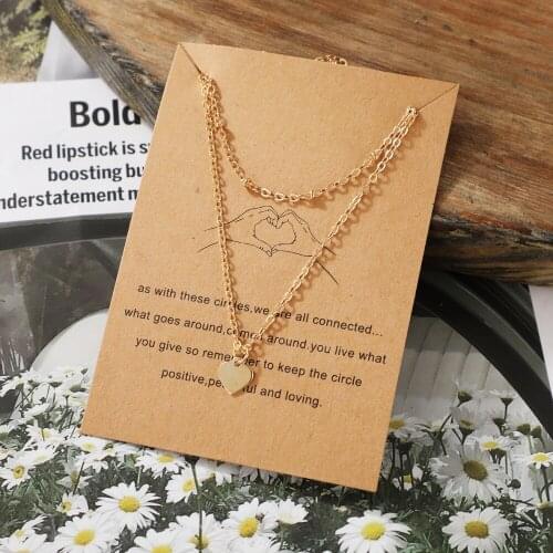 HebeDeer Kpop Fashion Necklace Creative Simple Love Pendant Double Necklace for Women Jewelry Chain Chain Necklace Collar
