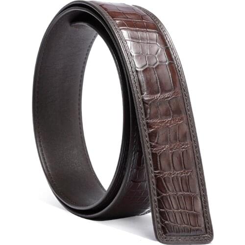 Authentic Real True Crocodile Belly Skin Mens Waist Strap For Pin Buckle Genuine Exotic Alligator Leather Male Belts