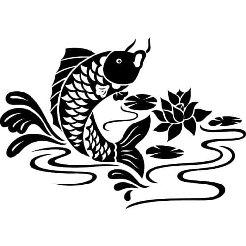 Koi Fish Animal Stickers In The Pond High Quality Car Decoration Personality Pvc Waterproof Decals Black/white, 16cm*11cm
