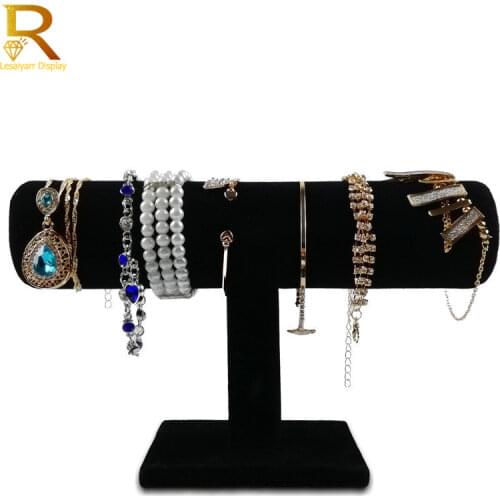 Wholesale balck velevt Bracelet Chain Watch T-Bar Rack Jewelry Hard Display Stand Holder Jewelry Organizer Hard Display Stand
