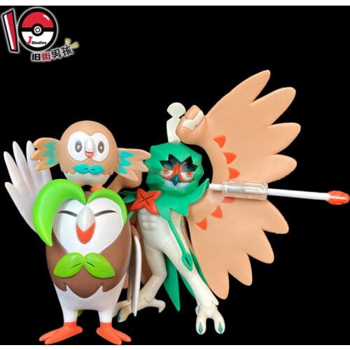 Genuine TOMY Anime Pokemon Dolls Decidueye Dartrix Rowlet Model Big Pocket Monsters Dolls Action Figure Toys Collections Gift