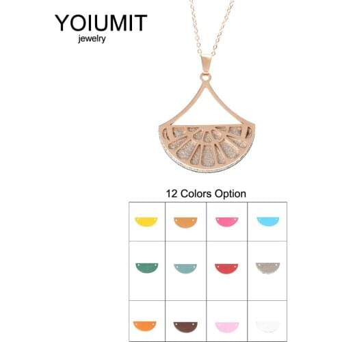 Yoiumit Stainless Steel Necklace Jewelry Pendant Necklace Interchangeable Leather Charm Pendant Necklace Women Necklaces Pendant