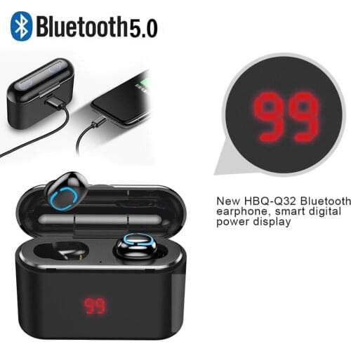 Q32 HBQ TWS Wireless Bluetooth 5.0 Earphone 3D Stereo Earbud Sport Headphones with digital display Mic Portable Charging Box