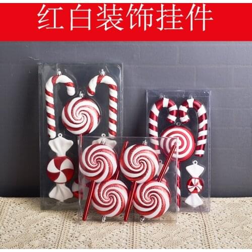 Christmas decorations red and white candy lollipop small turn combination ornaments childrens tree scene decoration pendant