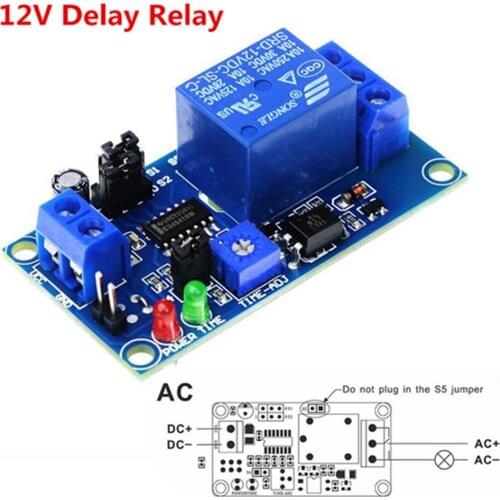 DC 12V Time Relay Module Normal Open Time Delay Relay Timing Timer Relay Control Switch Adjustable Potentiometer LED Indicator