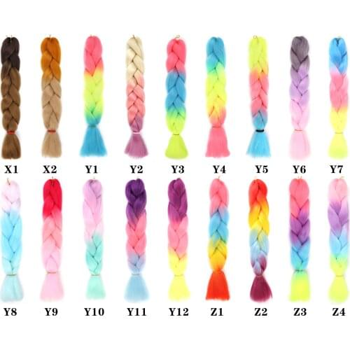Natifah Wholesale Jumbo Braid 24 Inch Color Braiding Ombre Synthetic Extensions Braid Hair for 100 Colors Heat Resistant Fiber