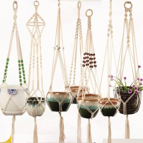Nordic 100% Handmade Macrame Wall Hanging Unique Home Decor Flower Pot Hanger for Wall Decoration Kids Room Indian Ornament