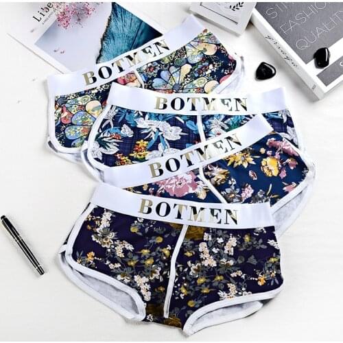 Mens Underwear Men Sexy Cotton Printed Aro Pants Fashion Sexy Sports Cotton Men Bikini Jockstrap Low Waist Breathable Underwear