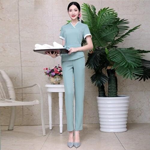 Korean Beauty Salon Beautician Uniform Spa Health Center Work Clothes Foot Bath Sauna Massage Technician Clothing Suit AS231