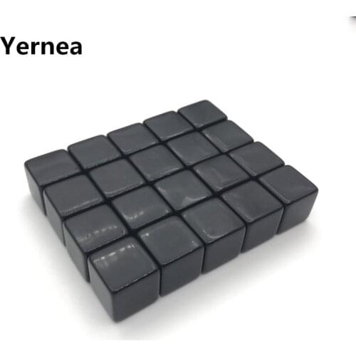 Yernea 50Pcs High-quality 16mm Blank Dice Acrylic Black Opaque Blank Dice Standard Cube DIY Can Carving Children Teaching