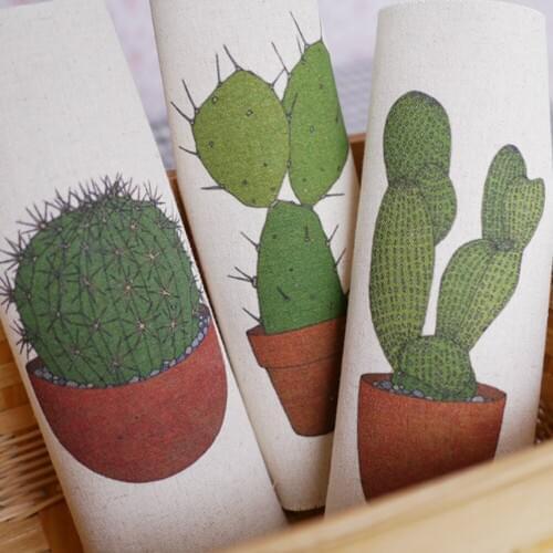 ZERZEEMOOY 20X20CM 3PCS ONE LOT Hand Dyed Cotton Linen Fabric For DIY Sewing Quilting Patchwork Decor Cloth Cactus
