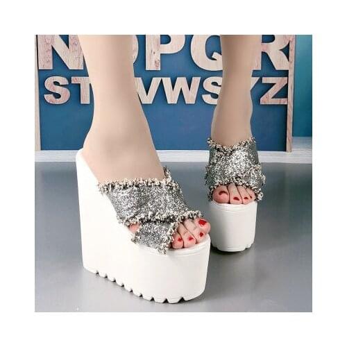 2020 summer womens shoes 16CM sloping heel waterproof platform fashion platform thick-soled sponge cake fish mouth sandals