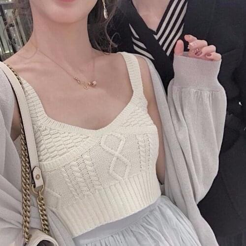 Women Tanks Tops 2021 Spring and Summer White Shirt Knitted Camisole for Women Camis Crop Top For Women
