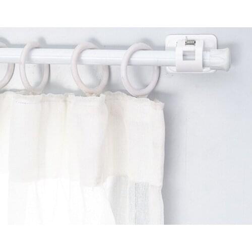 1/2 Pcs White Hanging Rod Clip Adhesive Wall Self Adhesive Curtain Shower Hanging Clamp Hooks Brackets Fixed Clip Hanging Rack H